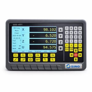 SINO SDS5-4TFT 4-Achsen-Positionsanzeige frontal dargestellt mit farbigem TFT-Display und Funktionstastatur für Fräsmaschinen