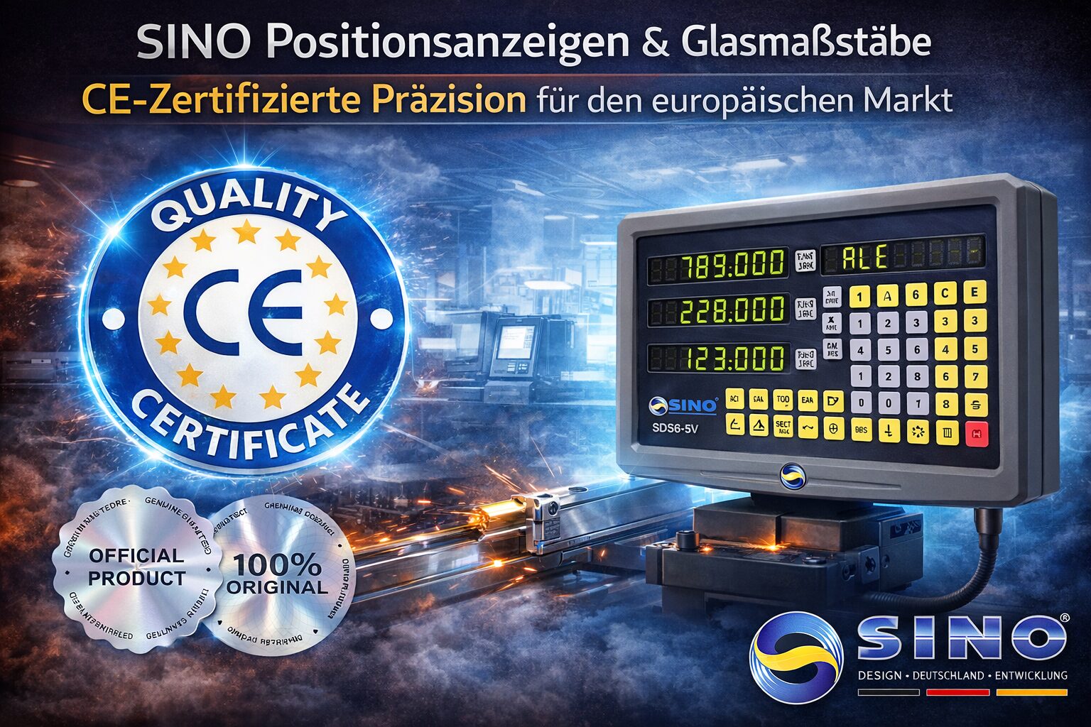 SINO Positionsanzeigen & Glasmaßstäbe mit CE Kennzeichnung und Zertifikat
