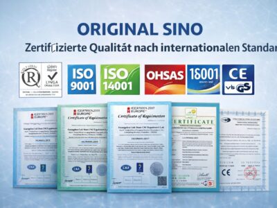 ORIGINAL SINO Zertifikate ISO 9001, ISO 14001, OHSAS 18001 sowie CE- und GS-Zertifizierung für Positionsanzeigen und Glasmaßstäbe nach internationalen Qualitätsstandards