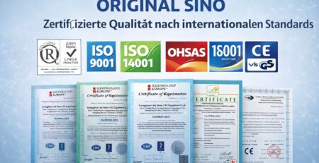 ORIGINAL SINO Zertifikate ISO 9001, ISO 14001, OHSAS 18001 sowie CE- und GS-Zertifizierung für Positionsanzeigen und Glasmaßstäbe nach internationalen Qualitätsstandards